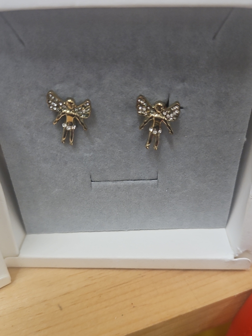 Gold Fairy Wing Crystal Stud Earrings - Women's Jewelry